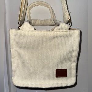 Cream Corduroy Mini Tote Bag
